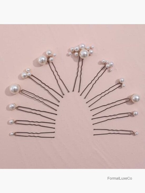 12 Pearl Hair Pins Handmade Wedding Hair Styling U-Shaped Pins for Updos main image 4